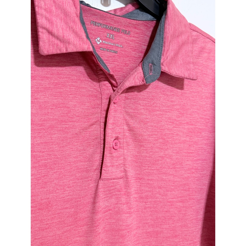 Members Mark Mens Performance Polo Shirt XXL Coral Pink Heathered CF18125 Golf